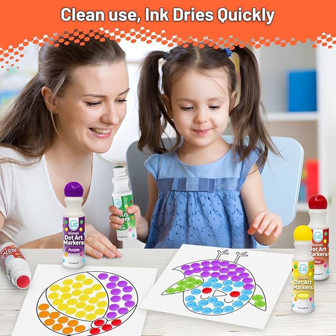 Dot Markers, Bingo Daubers, Washable 8 Colors Dot Markers for Toddlers and Kids Dot Art. Toddler arts and crafts