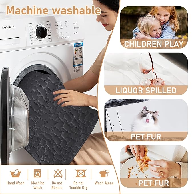 Recliner Covers That Stay in Place, 100% Waterproof Non-Slip Recliner Chair Covers with Pocket, Elastic Straps, Washable Reclining Chair Protector for Kids, Pets, Dog, Cat,Black,23IN