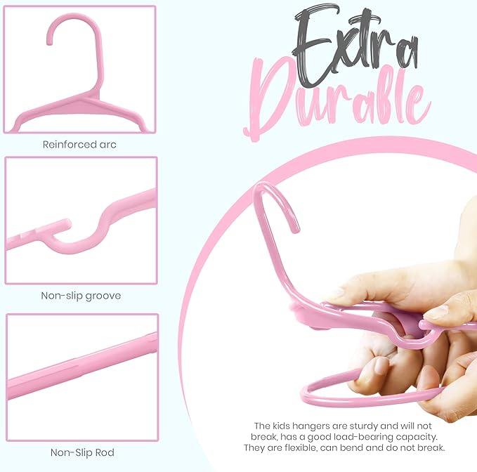 Utopia Home 360 Pack Kids Hangers - 11.5 Inch Plastic Baby Hangers for Closet - Childrens Hangers for Clothes & Infant Hangers for Closet - Ideal for Everyday Standard Use (Baby Pink)