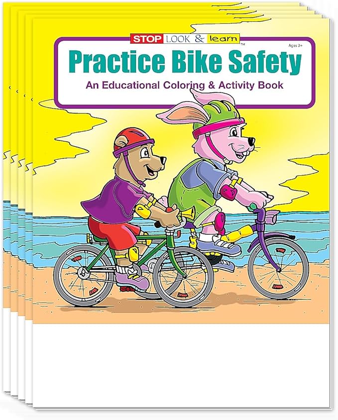 ZOCO - Bike Safety - Educational Coloring Books (50 Bulk Pack, Without Crayons) - Bicycle Rules, Road, Helmet Safety - Games, Puzzles, Activities for Kids
