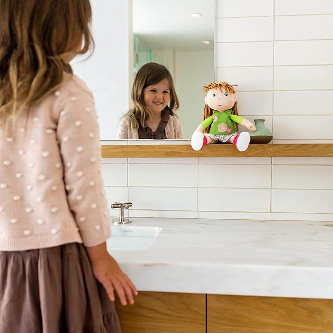 HABA Hedda - 12" Soft Doll with Brown Hair, Blue Eyes and Embroidered Face for Ages 18 Months and Up