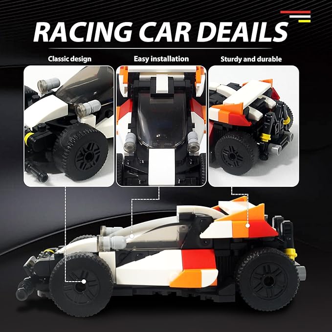 ZYLEGEN Sports Car MOC Building Block,Speed Champions Racing Cars Blocks Building Sets Toys, Technique Cyber Buggy Vehicle DIY Building Bricks for Kids and Adults,Birthday, Christmas Day Gift(Orange)