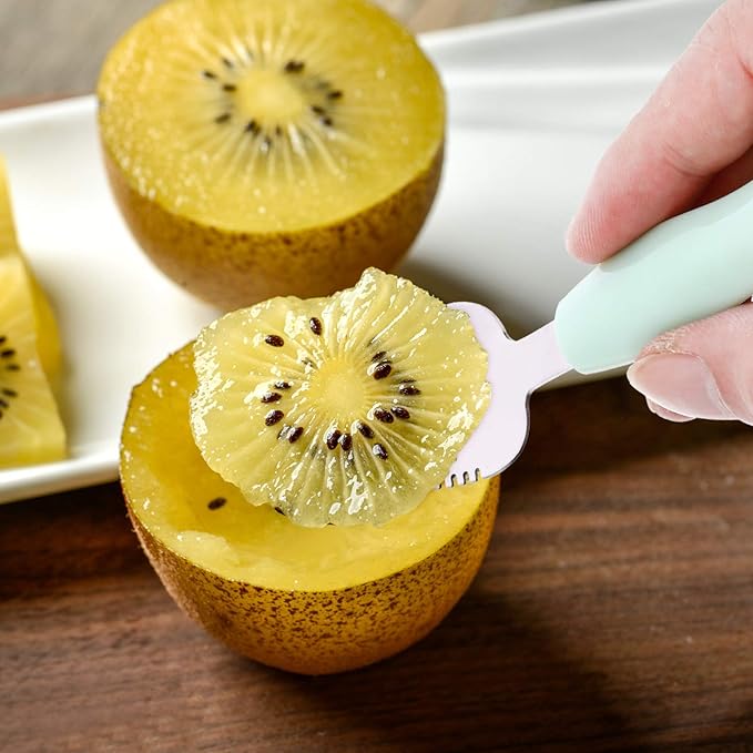 Kisangel 2pcs Food Scraper Spoon Silicone Feeding Spoons Double Head Fruit Puree Spoon Practical Baby Food Scraping Spoon for Fruit Scraping Feeding ,Green