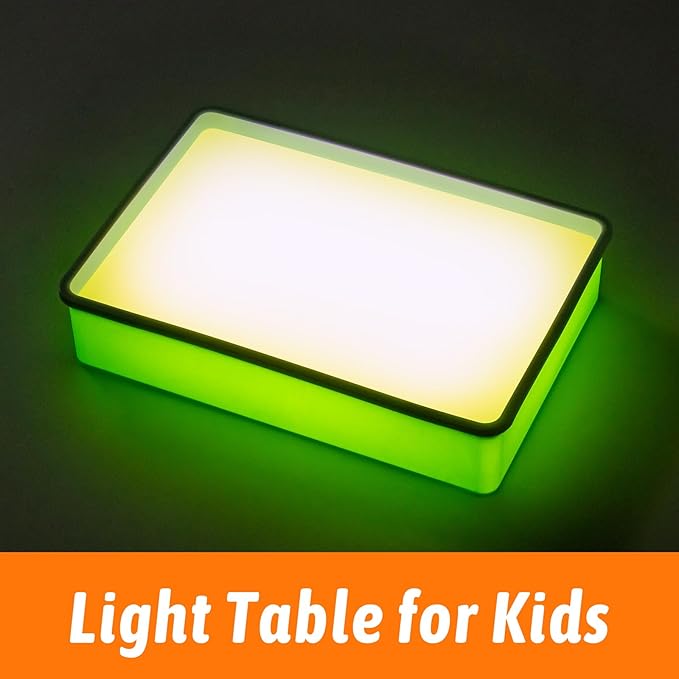 PreTrans Sand Painting Light Box – Kids’ Light Table for Creative Art, 3 Color Temperatures & 10 Brightness Levels, Classroom & Home Use - Green