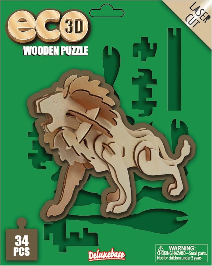 Eco 3D Wooden Puzzle Parrot from Deluxebase. Animal Themed DIY 3D Puzzle Craft Kit. Sustainable Wood Jungle Animal Toys. Perfect Model Building Kits for Educational Toys and Kids Party Favors