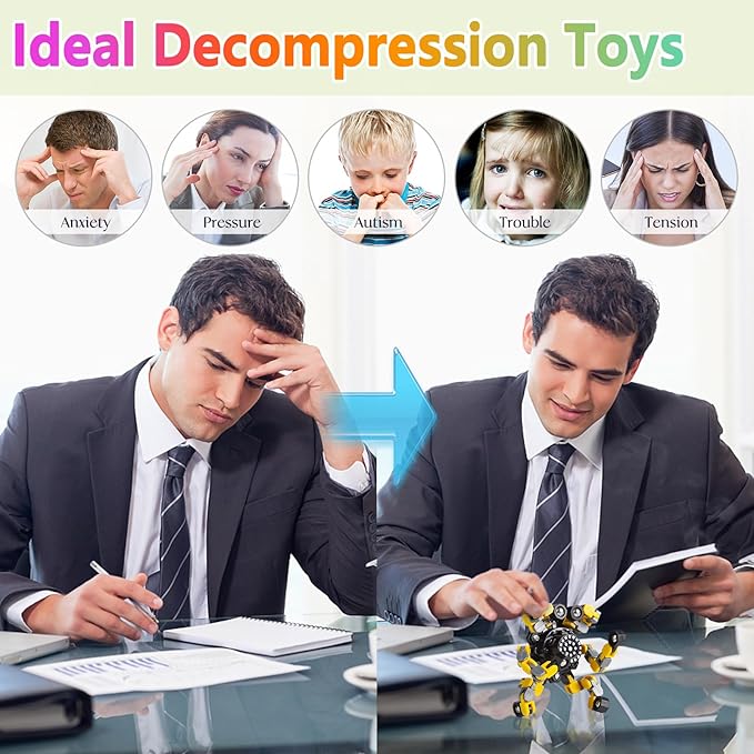 Valentines Dday Stcoking Stuffer Gifts Fidget Spinners for Kids and Adults Stress Relief Sensory Fidget Toys for Boys and Girls Fingertip Gyros for ADHD Autism for Kids 2 Pcs