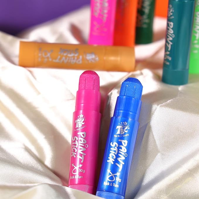 TBC The Best Crafts Paint Sticks,12 Classic Colors, Washable Paint, Non-Toxic, Tempera Paint Sticks for Kids and Students