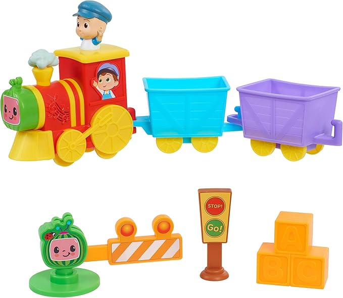 CoComelon All Aboard Musical Train with Bonus Pieces, 24-pieces, Plays “The Train Song", Kids Toys for Ages 18 Month by Just Play