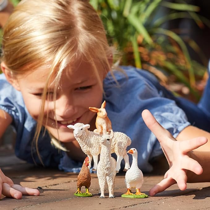 Schleich Farm World 5-Piece Farm Animal Toy Set Including Cute Llama, Rabbit, Sheep, Hen and Goose Animal Toys for Toddlers & Kids Ages 3+