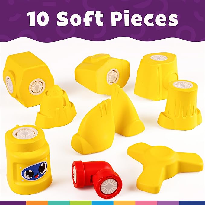 Magnetic Foam Building Blocks - 10-Piece Submarine, Bath Toys for Toddlers, Preschool Toys, Bathtub Toys, Sensory Toys, Blocks for Toddlers 3-5, Engineering Toys for Kids 3-5, Bath Blocks