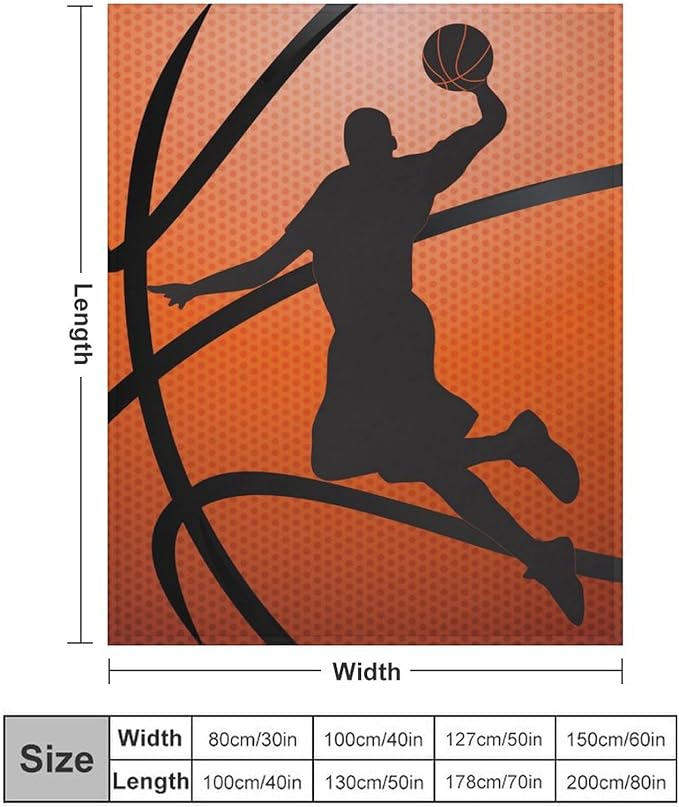 Basketball Throw Blanket - Soft Flannel Sports Basketball Blankets for Teens Adults Women Men Basketball Lovers - Warm Basketball Throw Blankets for All Season Lap, Chair, Sofa - 70"x50"