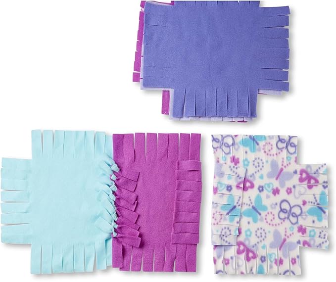 Melissa & Doug Created by Me! Butterfly Fleece Quilt No-Sew Craft Kit (48 Squares, 4 feet x 5 feet)