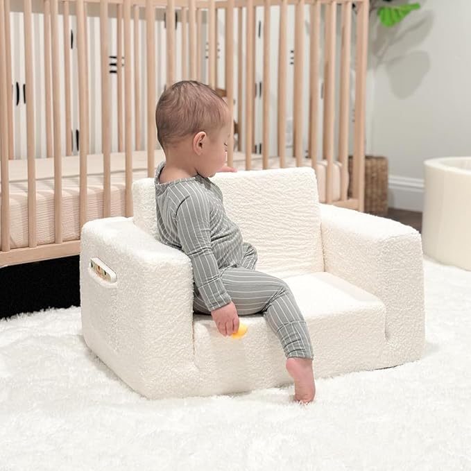 Tiita Kids Sofa, 2-in-1 Kids Sofa Chair, Convertible Children Couch to Lounger, Flip Out Kids Sofa Chair, Toddler Armrest Chair Bed, Folding Kids Play Sofa for Girl or Boy (Beige)