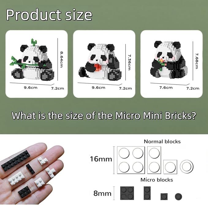QMEAKMONY Mini Building Blocks Panda Sets Cute Micro Mini Panda Building Bricks for Adults Micro Nano Bricks Perfect Party Favors for Teenagers(720 PCS)