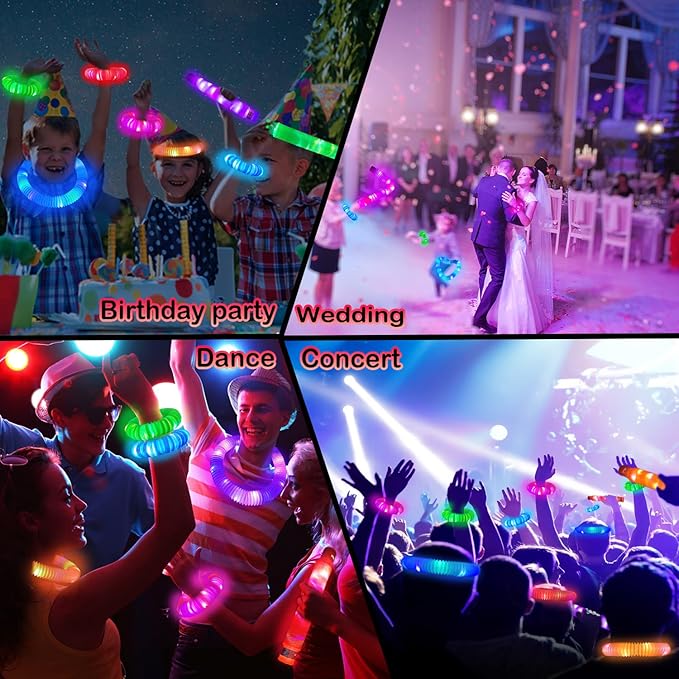 24 PCS Light up Party Favors Supplies for Kids 4-8-12,Bulk Valentines Glow Sticks Bracelet Necklace Accessories for Toddlers,Neon Birthday Return Gifts Treats, Mardi Gras Goodie Bag Stuffer Fillers