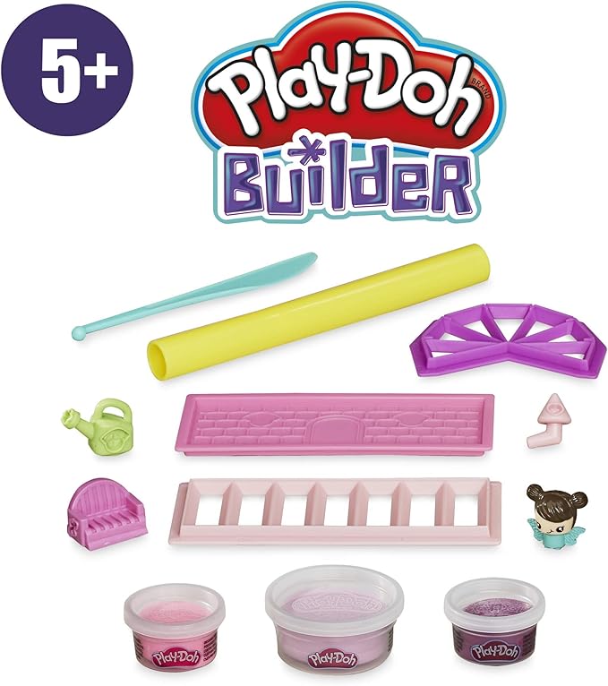 Play-Doh Builder Fairy House Toy Building Kit for Kids 5 Years and Up with 3 Non-Toxic Colors - Easy to Build DIY Craft Set