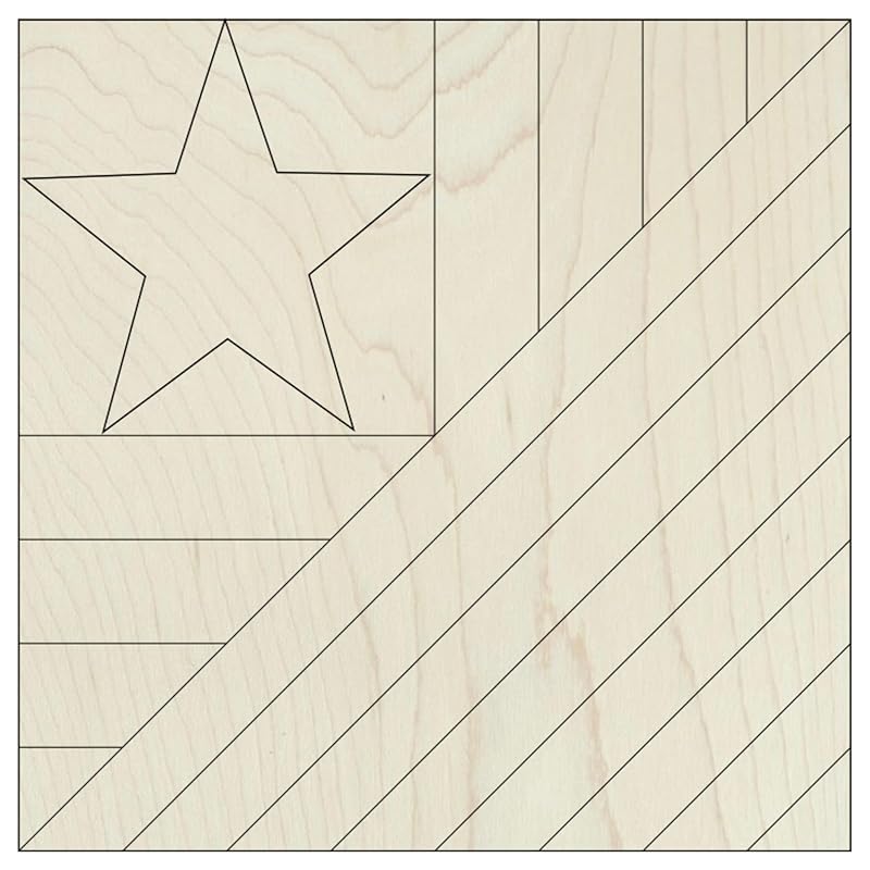Patriotic Wooden Barn Quilt Kit, DIY Craft Painting Kit for Adults, America Barn Quilts Sign Block (4 inches (set of 4), Flag with Star)