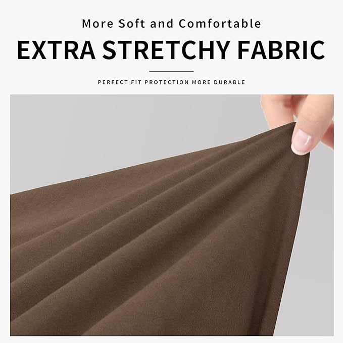 Easy-Going 100% Dual Waterproof Loveseat Cover Stretch Soft Couch Cover for Dogs, Sofa Slipcover for 2 Separate Cushion Couch Leakproof Furniture Protector for Kids, Pets Brown