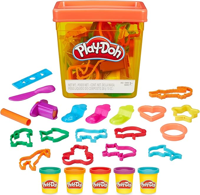 Play-Doh Fun Tub Set, 19 Accessories & Reusable Storage Container, Preschool Toys, Kids Arts & Crafts, Ages 3+ (Amazon Exclusive)