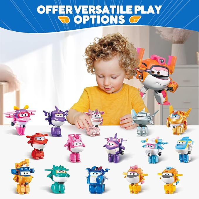 Super Wings Transformer Toys, 2 in Tiki Robot Transformer Action Figures, 2-in-1 Mode Robot Transformer Toys for Boys Girls 4-6 6-8, Fun Plane Toys for Boys Toddlers Kids Age 3 4 5 6 7 8