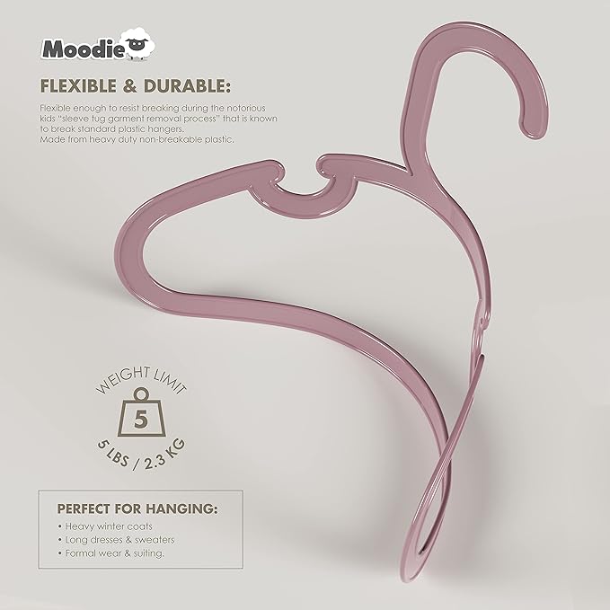 Recycled Plastic Kids Hangers | 13.5" Heavy Duty Kids Clothes Hangers | Bulk Pack Childrens Hangers, Large Child Hangers | Toddler Hangers (2-12yrs | 25 Pack, Pink)