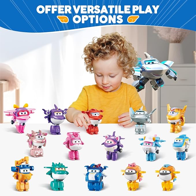 Super Wings Transformer Toys, 2 in Traver Robot Transformer Action Figures, 2-in-1 Mode Robot Transformer Toys for Boys Girls 4-6 6-8, Fun Plane Toys for Boys Toddlers Kids Age 3 4 5 6 7 8