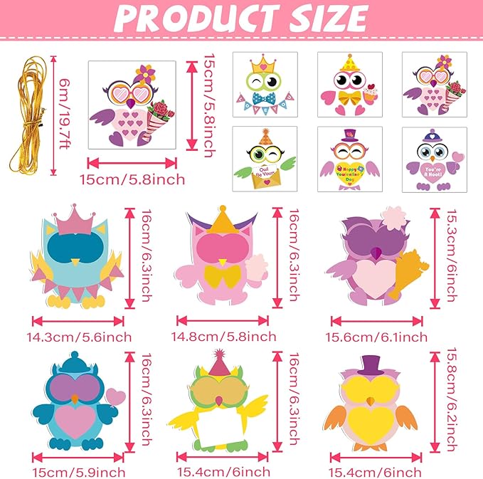 Qyeahkj 36 Sets Valentine's Day Craft for Kids DIY Owl Craft Kit Valentines Decoration Ornament Valentine's Day Arts and crafts for Classroom Home Fun Activities Kindergarten