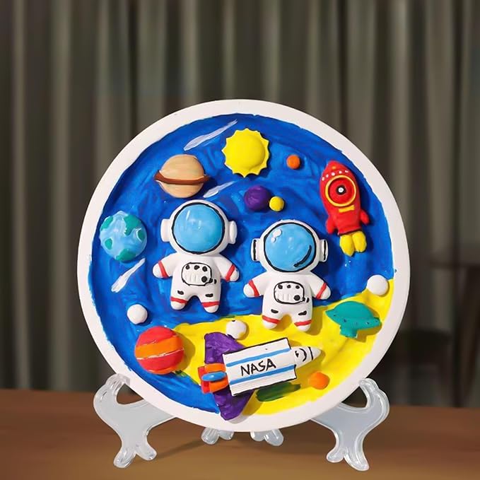 Adults DIY 3D Gypsum Graffiti 3D Colored Gypsum Doll White Embryo Colored Gypsum Painting (includes gypsum board, 12 colors of paint, three-dimensional frame, color palette, and color pens x 2