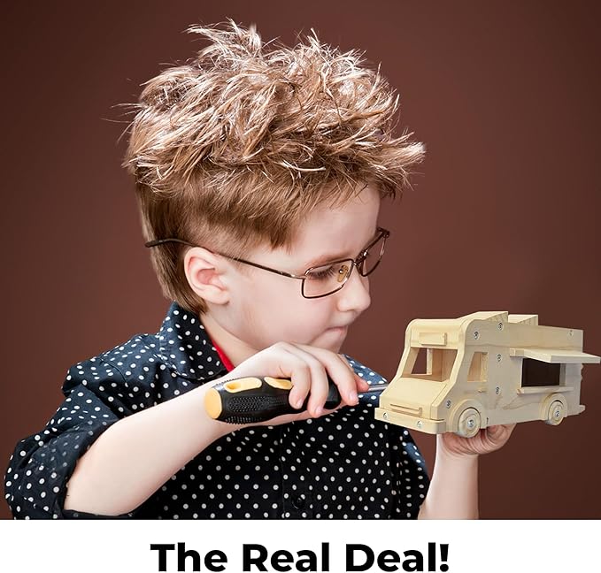 Kraftic Woodworking Building Kit for Kids and Adults, 3 Educational DIY Carpentry Construction Wood Model Kit Toy Projects for Boys and Girls, Build a Wooden Food Truck, Racing Car and Garbage Truck