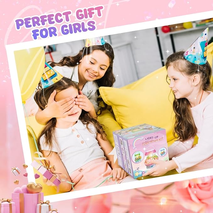 Light Up Unicorn Terrarium Kit for Kids, Unicorn Birthday Gift for Girls Ages 5 6 7 8-12 Year Old, DIY Unicorn Arts & Crafts Toys for Girls (Unicorn)
