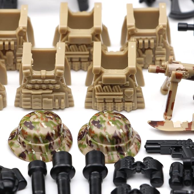 Feleph Weapons Pack Military Toy Set Building Blocks Model for Soldier Figures, Army Equipment Gear Kit Pieces and Parts Accessories Compatible with Major Brand