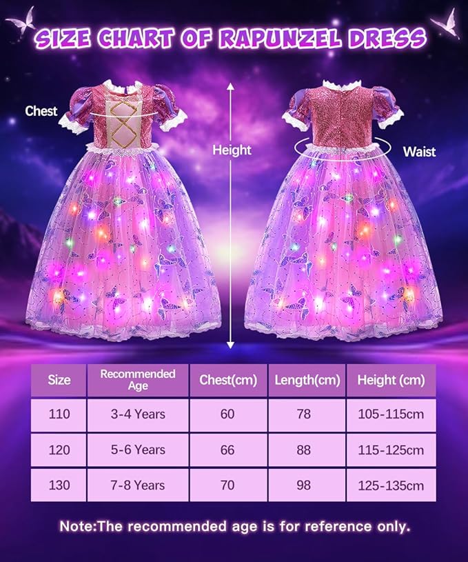 TOLOYE Princess Dress Up for Girls, Princess Costume for Girls Light Up with Accessories for Halloween Carnival Cospaly