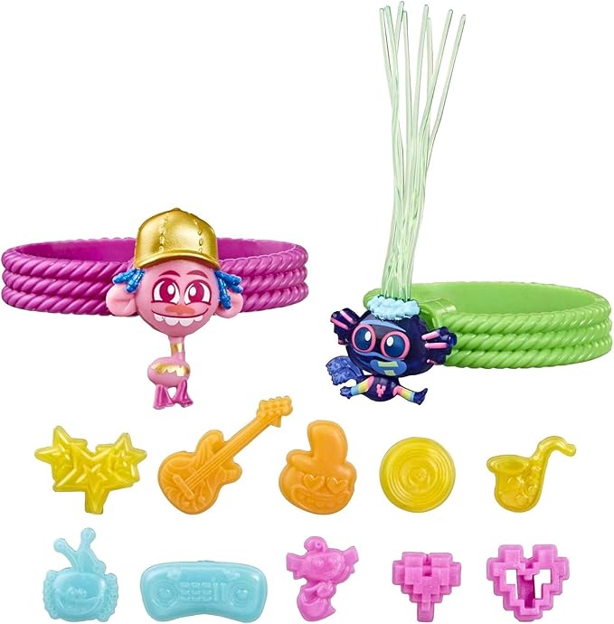 Hasbro Trolls DreamWorks Tiny Dancers Friend Pack with 2 Tiny Dancers Figures,2 Bracelets,and 10 Charms,Toy Inspired by The Movie World Tour