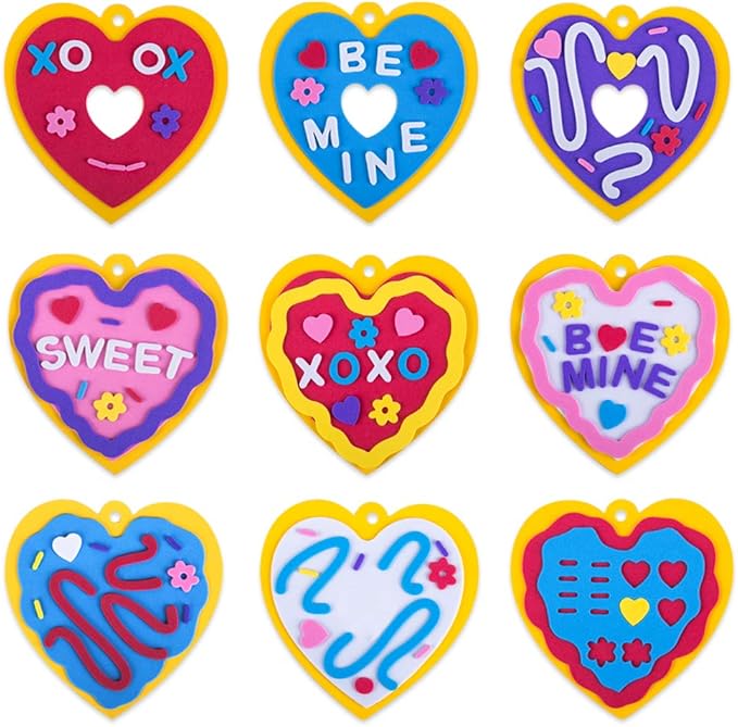 XJF Foam Valentine Craft Kit for Kids,Make 24 Foam Hearts,Foam Heart Stickers for Valentine's Day DIY Craft Supplies School,Church,Classroom Project