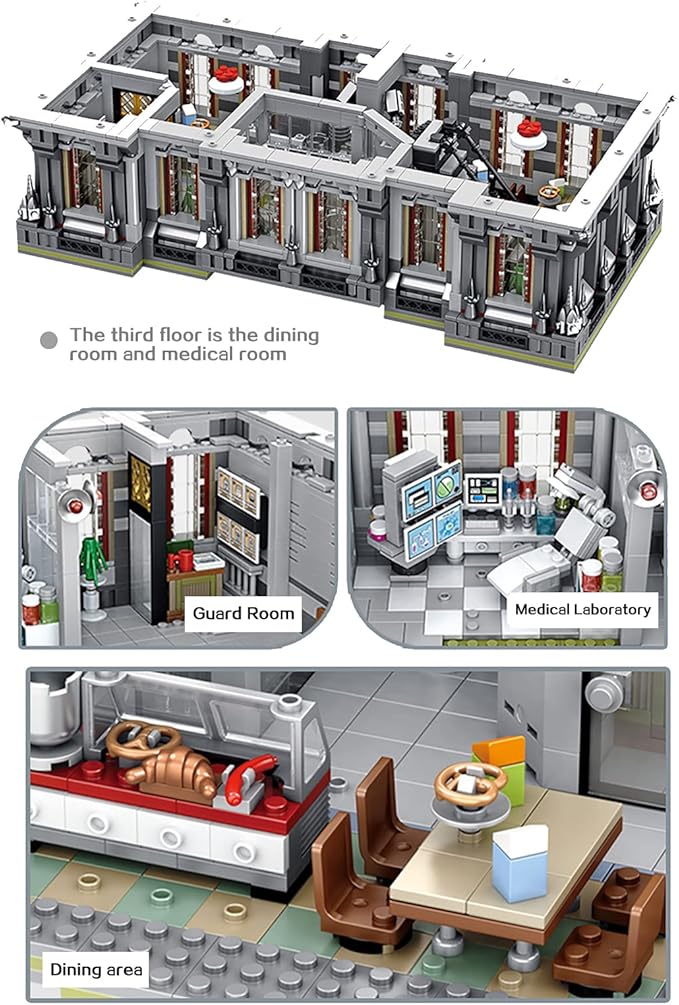 7537 Piece Three Level Madhouse Modular Building Blocks Bricks Set Insane Asylum Hospital Toy Bricks with an LED Lighting