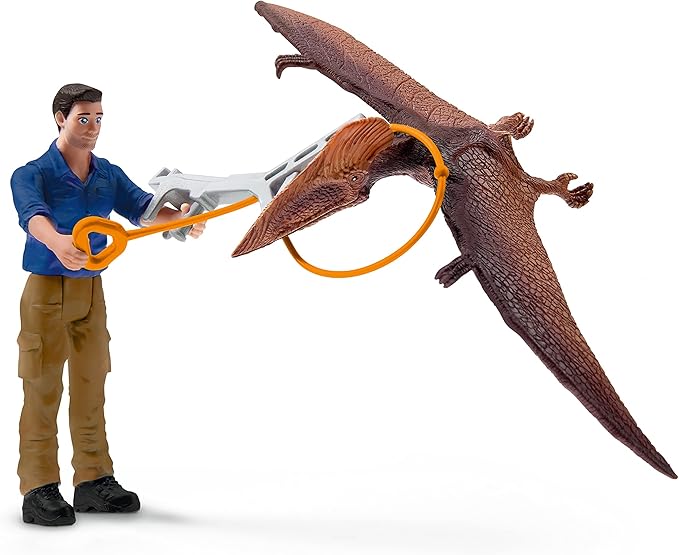 Schleich Dinosaurs, Dinosaur Gifts for Boys and Girls, Jetpack Chase Playset with Tupuxuara Toy, 7 pieces, Ages 4+