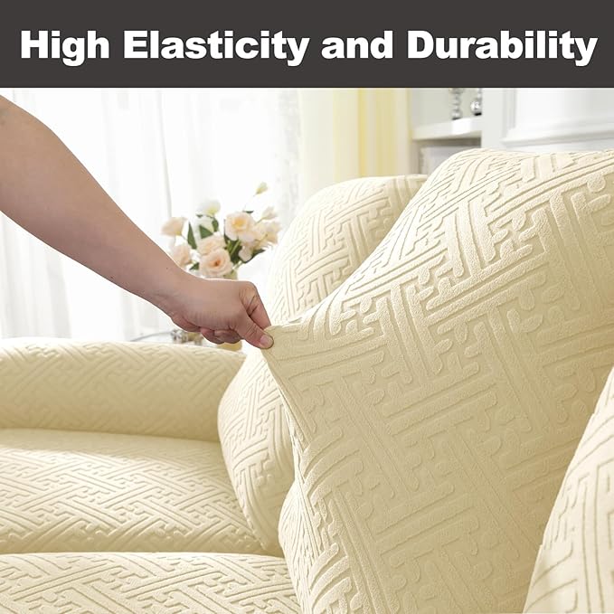NORTHERN BROTHERS Recliner Chair Covers, Loveseat Chair Covers, Covers for Reclining Chairs, Recliner Couch Cover 2 Seat, Beige