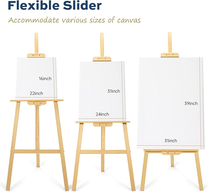 Wooden Painting Easel, Adjustable Stand Easel for Canvas Wedding Signs, Holds up to 48", Art Easel for Adults Artist Beginners Students