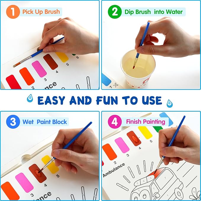 Water Coloring Books for Toddlers - Easter Basket Stuffers Watercolor Paint Book Drawing Art Paper for Kids Mess Free Craft Supplies kit Toy for Age 3 4 5 6 Valentines Birthday Gift(Traffic)