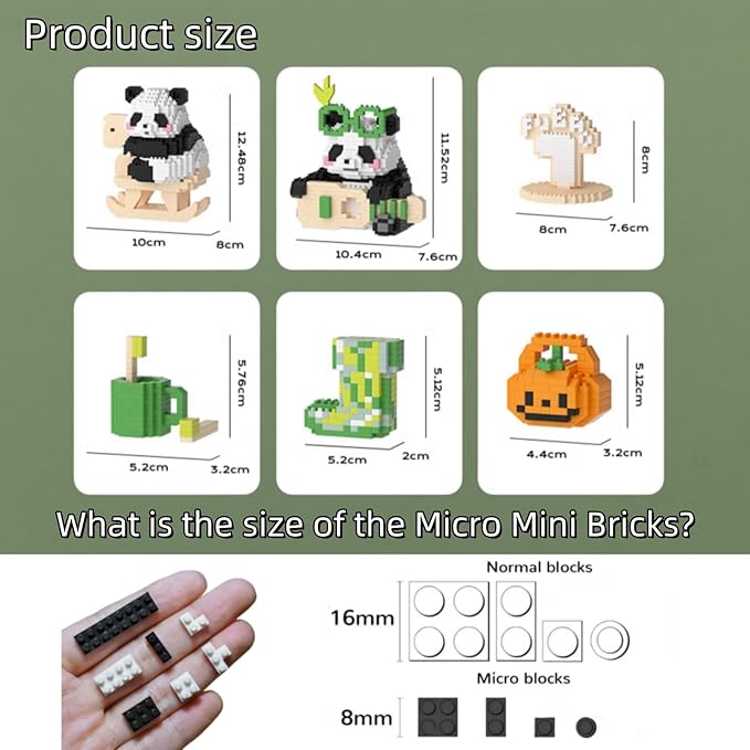 QMEAKMONY Mini Building Blocks Panda Sets Cute Micro Mini Panda Building Bricks for Adults Micro Nano Bricks Perfect Party Favors for Teenagers(1782 PCS)