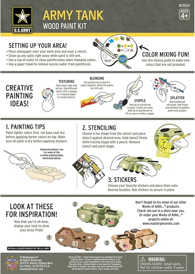 Works of Ahhh... Craft Set - U.S. Army Tank Wood Paint Kit