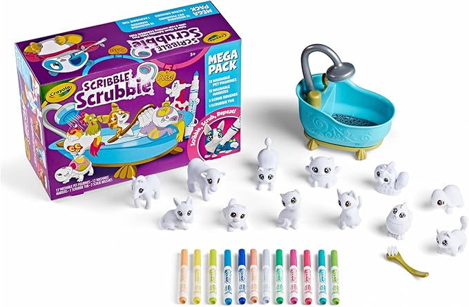 Crayola Scribble Scrubbie Pets Mega Set (25+ pcs), Reusable Pet Care Toy, Toys for Girls & Boys, Gift for Kids, Ages 3, 4, 5
