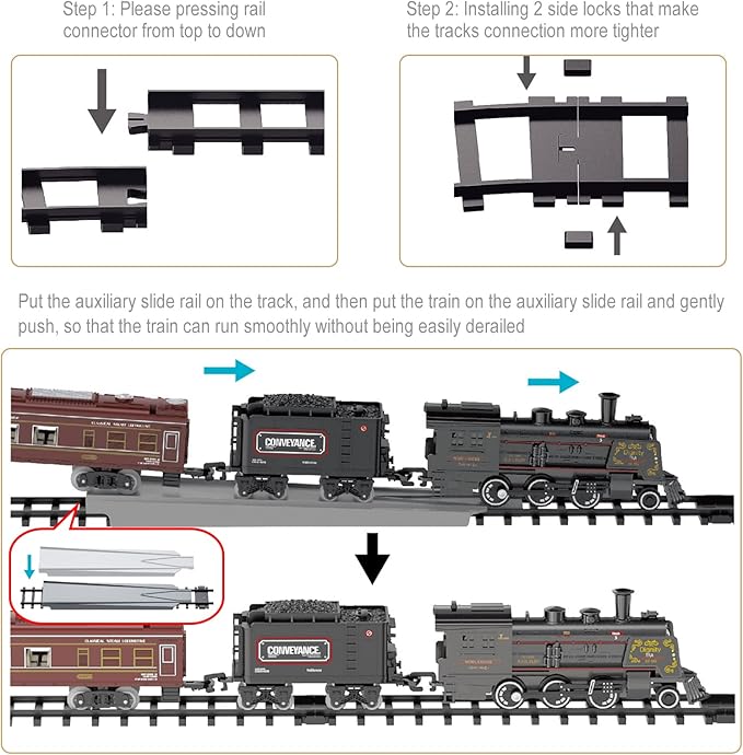 Electric Train Sets for Boys Girls Metal Alloy Christmas Trains Toys Steam Locomotive, Passenger Carriages, Tracks, Light & Sounds Rechargeable Birthday Gifts for Kids 3 4 5 6 7 8 + Years Old Red …