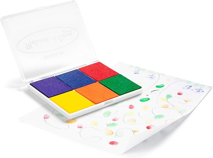 Melissa & Doug Rainbow Stamp Pad For Rubber Stamps, Arts And Crafts Supplies For Kids Ages 4+, 6 Washable Inks