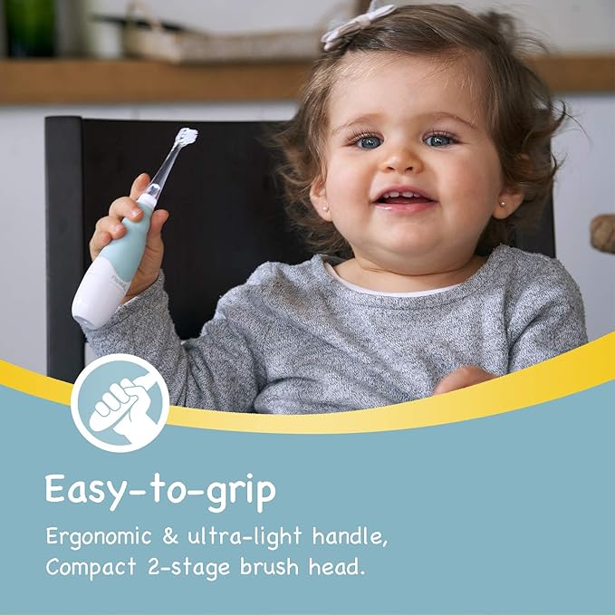 Papablic BabyHandy 2-Stage Baby Sonic Electric Toothbrush for Babies and Toddlers Ages 0-3 Years