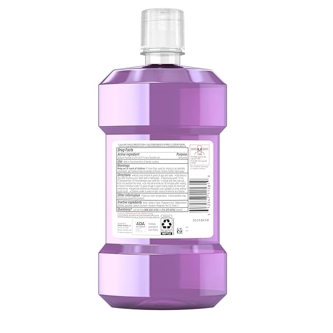 Listerine Smart Rinse Kids Alcohol-Free Anticavity Fluoride Mouthwash for Cavity Protection, Berry Splash Flavor, 500 mL