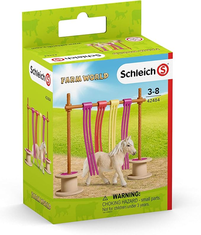 Schleich Farm World, Horse Toy for Girls and Boys, Pony Curtain Obstacle Playset with Horse Figurine 11-piece set, Ages 3+