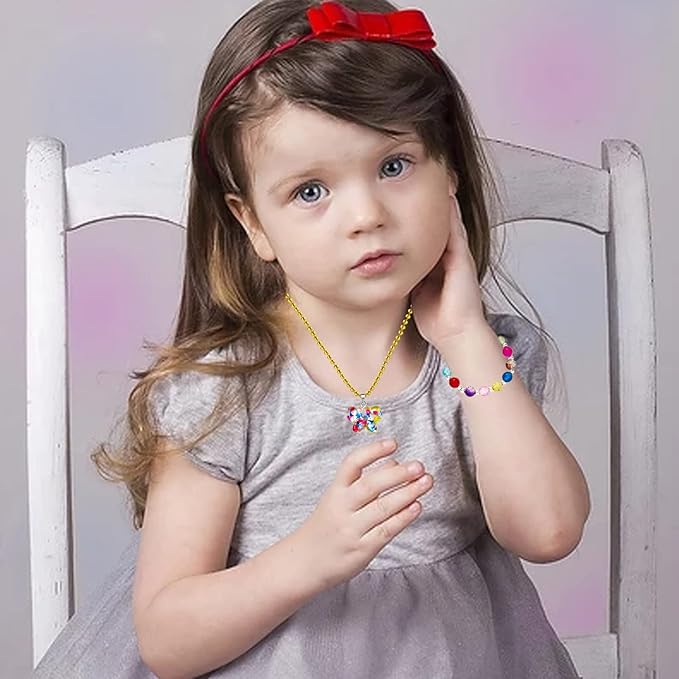 SOTOGO 12 Pieces Girls Necklaces and Bracelets Set Colorful Gift Party Favors Friendship Pretend Dress Up Play Jewelry for Kids Child Toddler, Cute Style