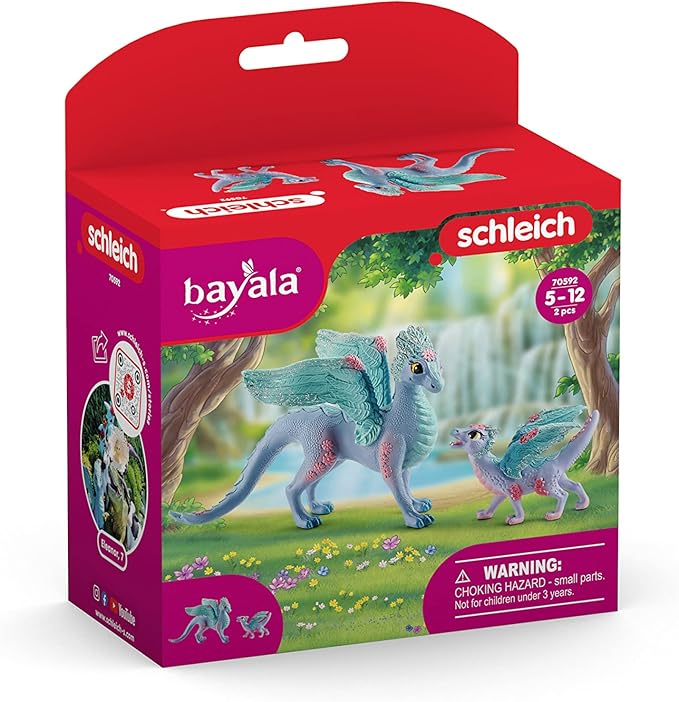 Schleich Bayala Toys and Figurines - Flying Flower Mother and Small Baby Dragon, Action Figure Kid Toys and Dolls, Girls and Boys Ages 5 and Above , 2 Piece Set