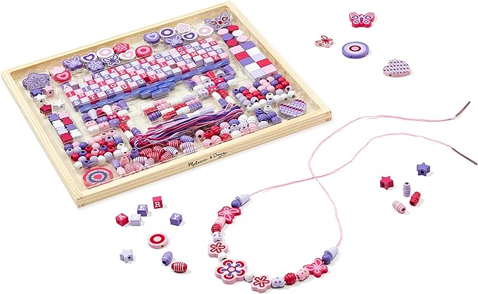 Melissa & Doug Created by Me! Sparkle & Shimmer Beads Wooden Bead Kit, 340+ Beads for Jewelry-Making